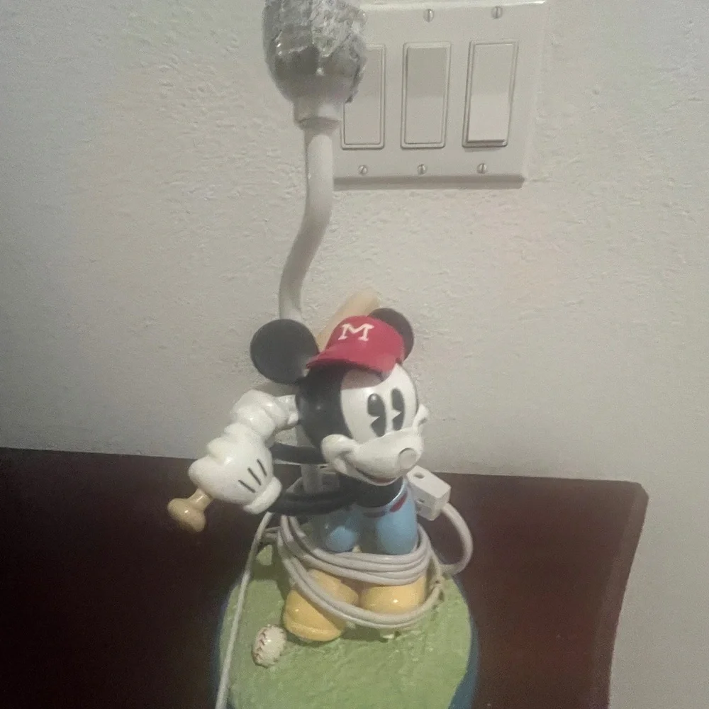 Mickey Mouse Baseball Lamp Kids Room Decor- Works No Shade